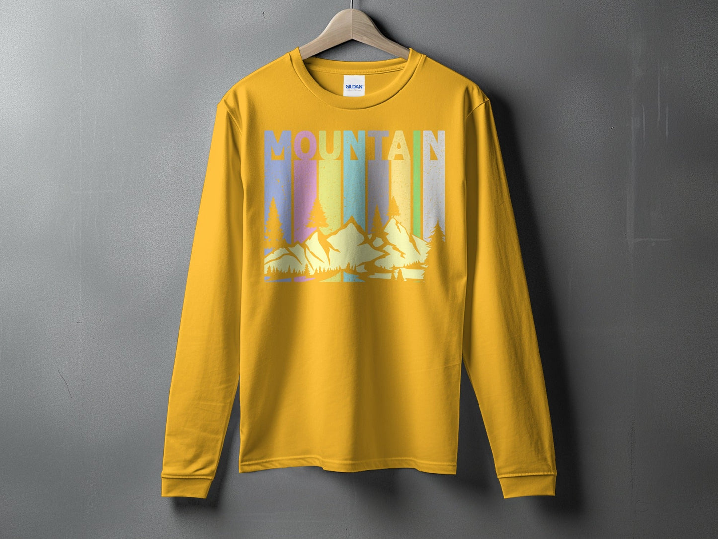 Colorful Mountain Scenery Graphic T-Shirt Long Sleeve T-Shirt