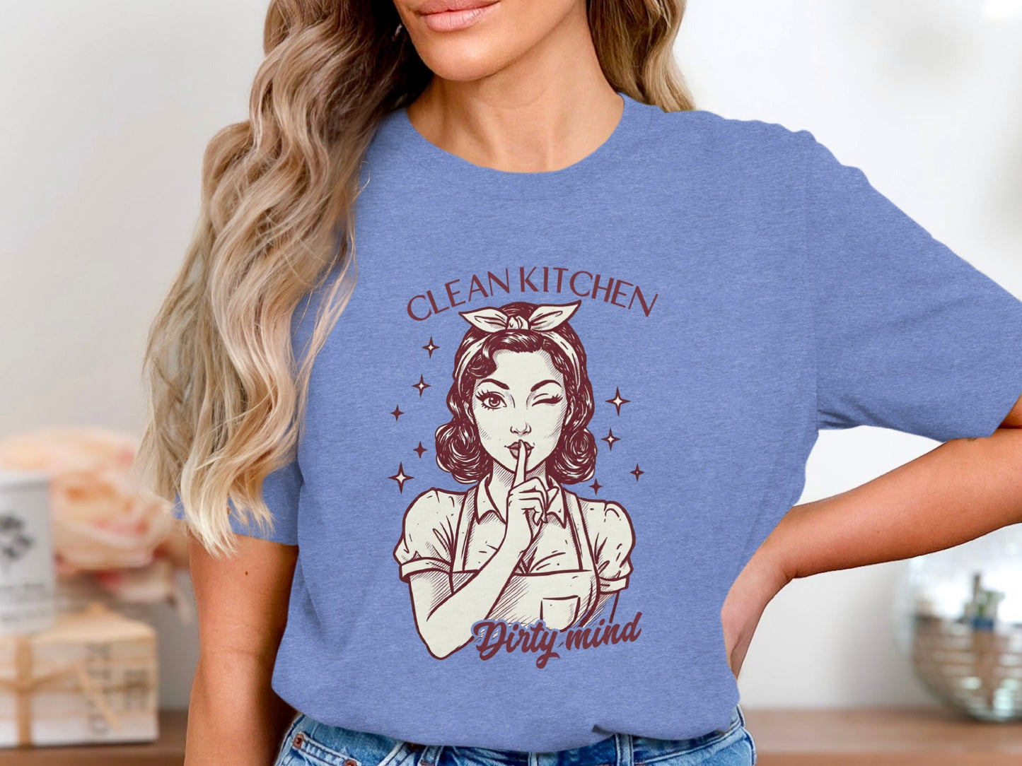 Clean Kitchen Dirty Mind Retro Woman Graphic T-Shirt