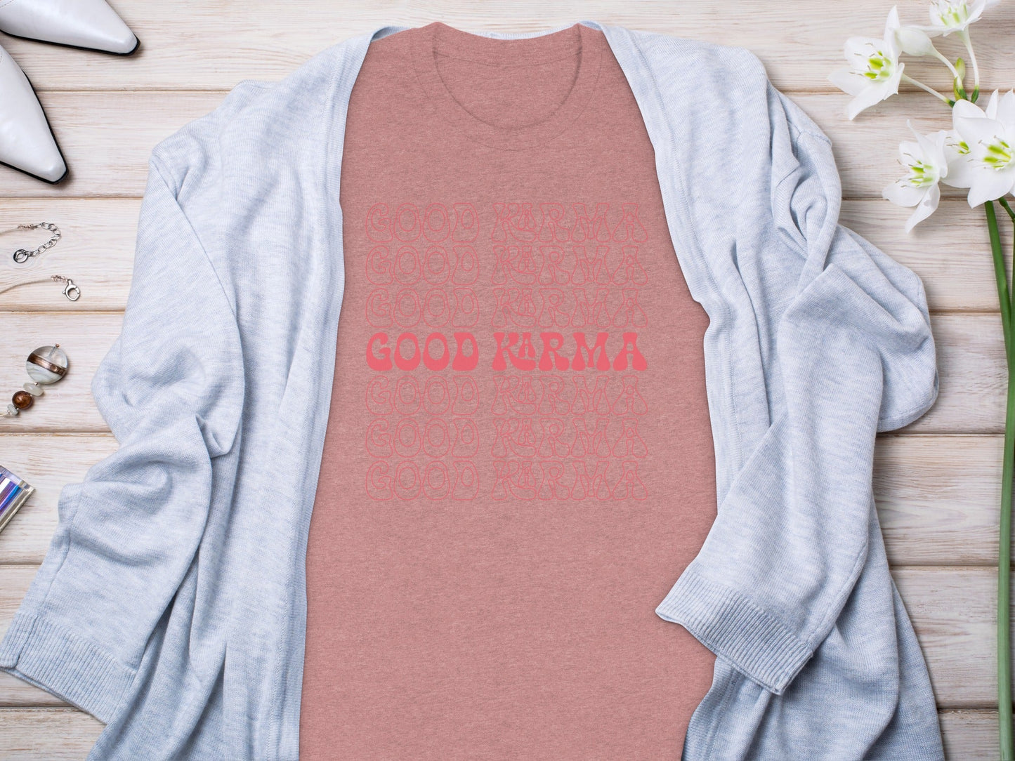 Good Karma Positive Vibes Graphic Design Pattern T-Shirt