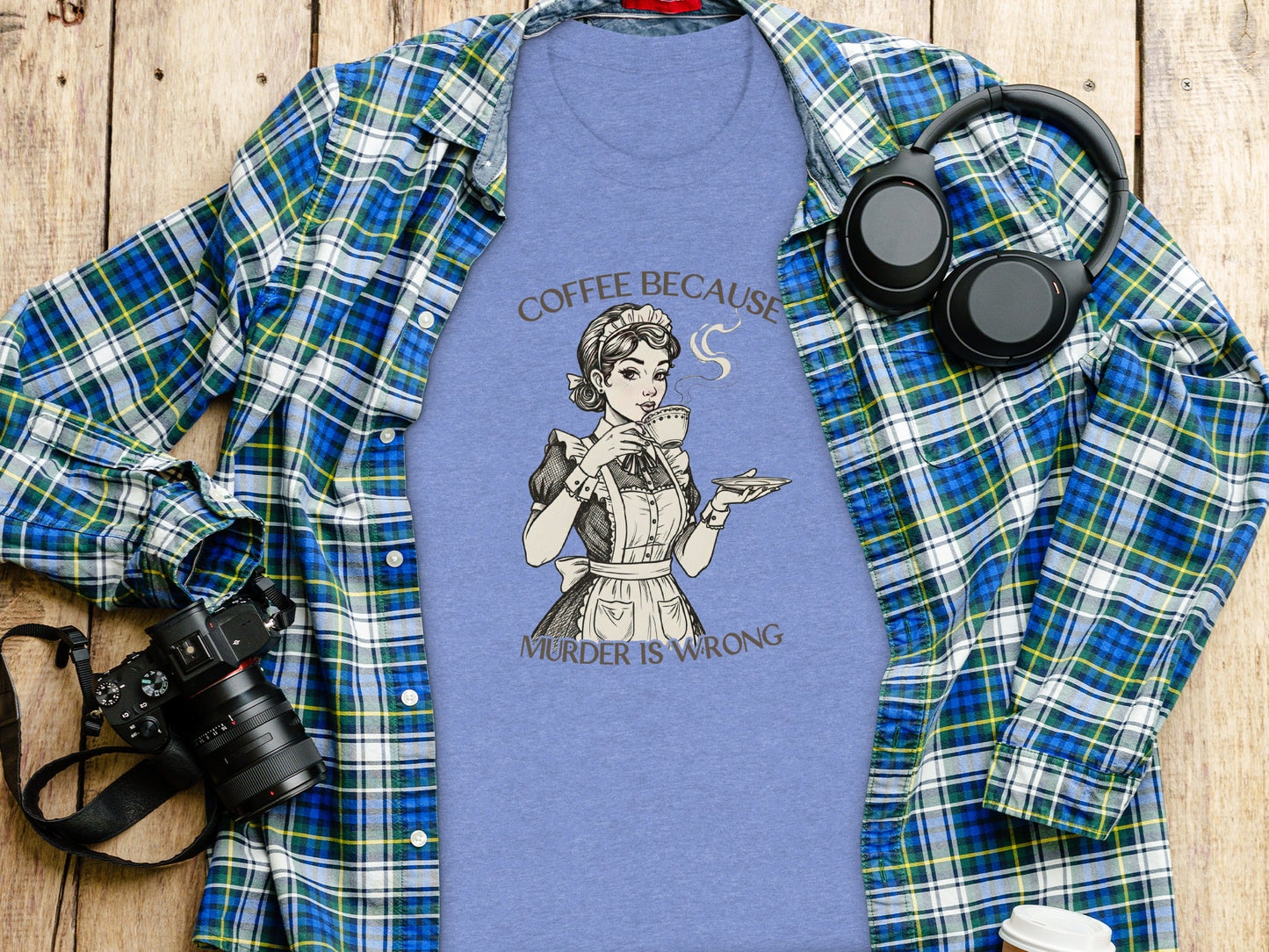 Coffee Because Murder is Wrong Funny Vintage Style T-Shirt