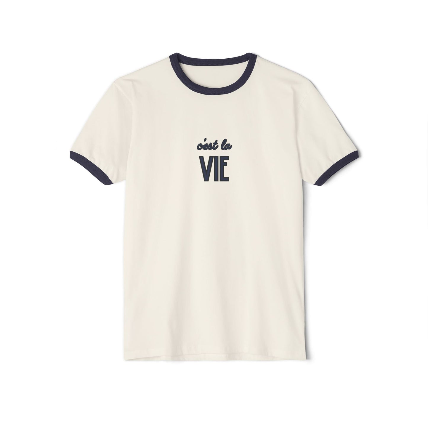 Ringer T-Shirt - "C'est La Vie" Minimal French Vintage Tee
