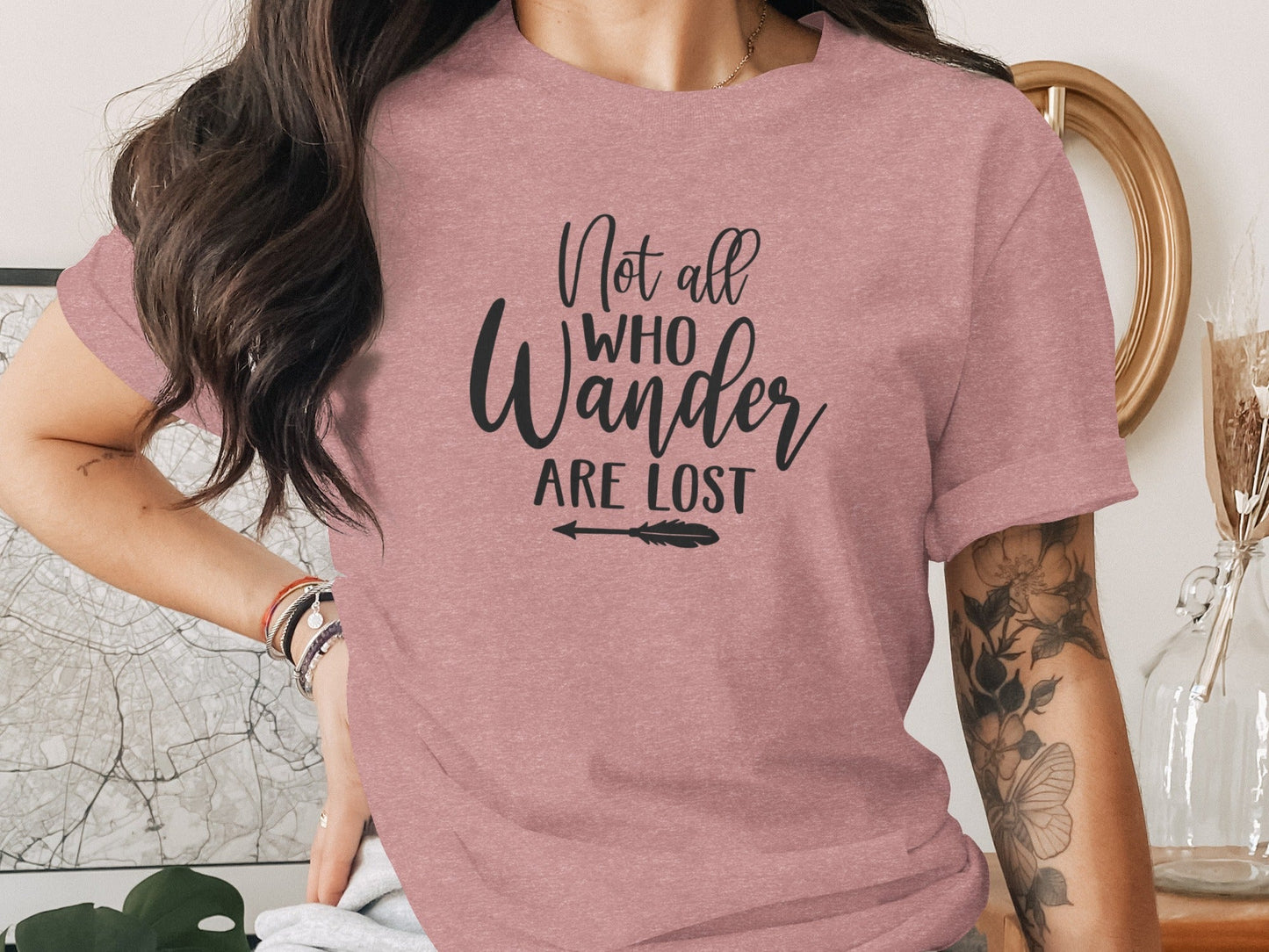 Not All Who Wander Are Lost Arrow Graphic Design T-Shirt