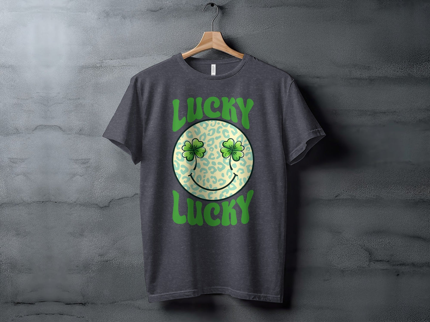 Lucky Clover Smiley Face T-Shirts, Retro St Patricks Day Apparel, Good Luck Outfit, Irish Celebration Shirts, Retro Lucky Tee