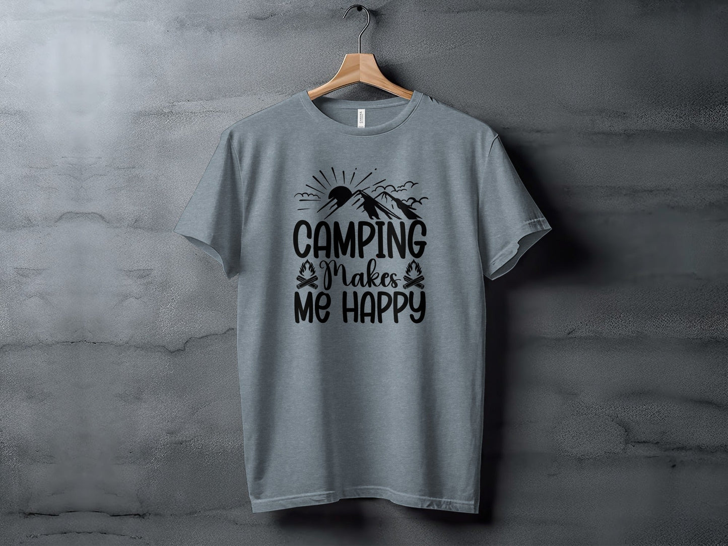 Camping Makes Me Happy Outdoor Adventure Graphic T-Shirt
