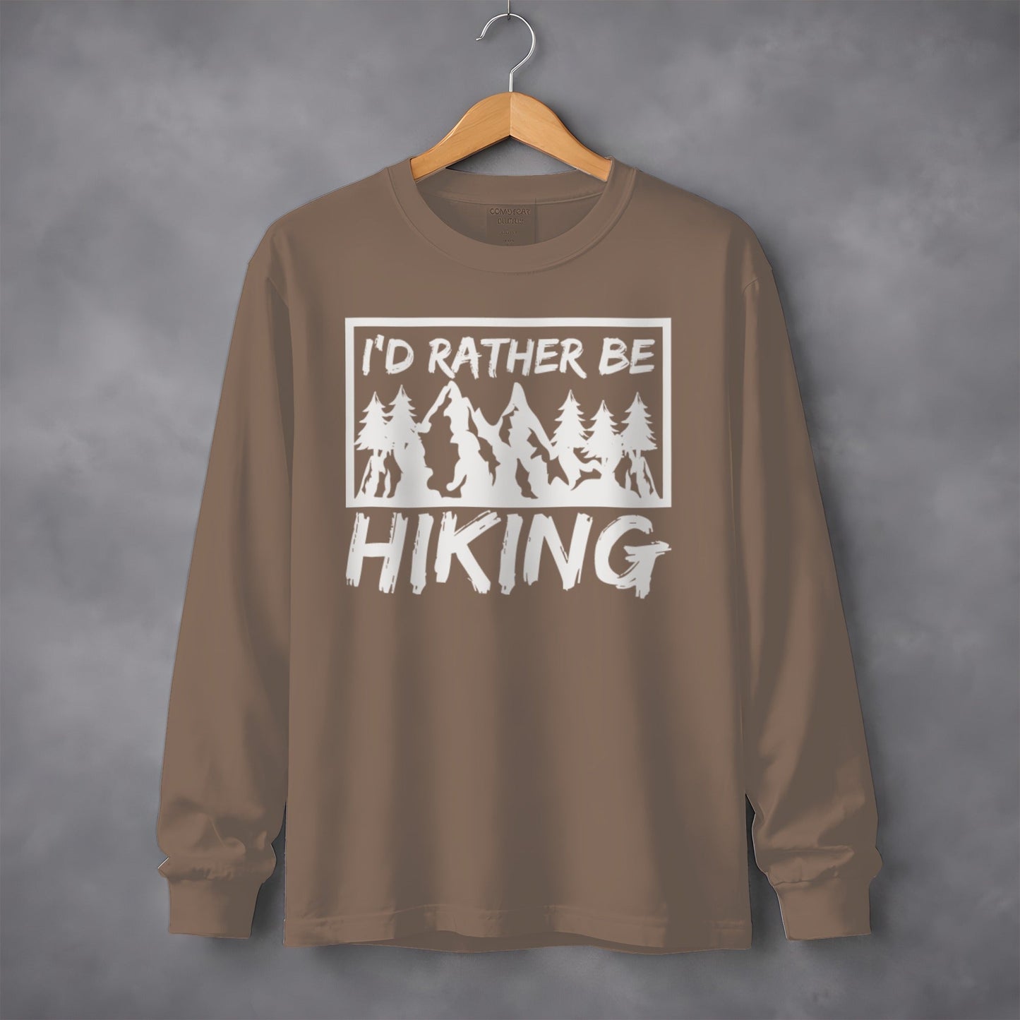 I'd Rather Be Hiking Mountain Graphic Long Sleeve T-Shirt
