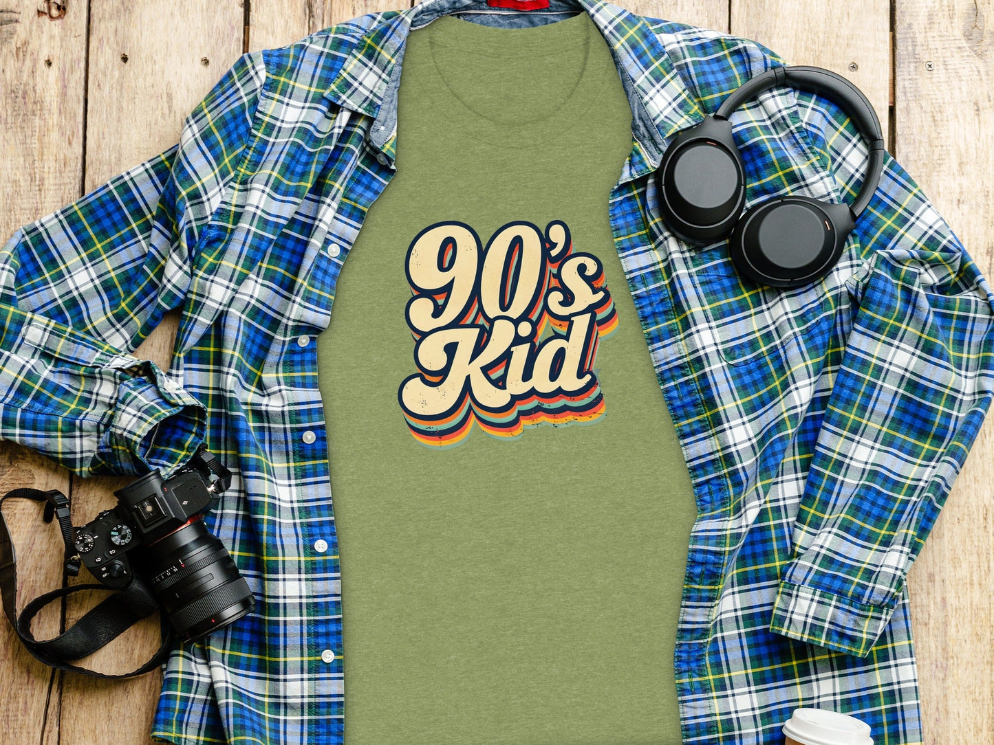 Retro 90s Kid Layered Text Design Trendy Cool Style T-Shirt