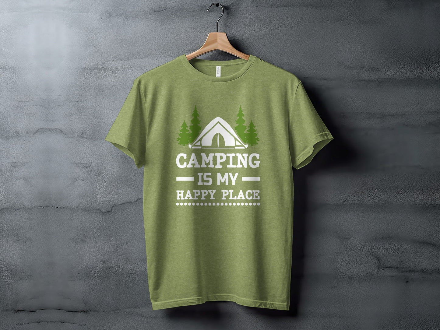 Camping Is My Happy Place Tent And Trees Graphic T-Shirt