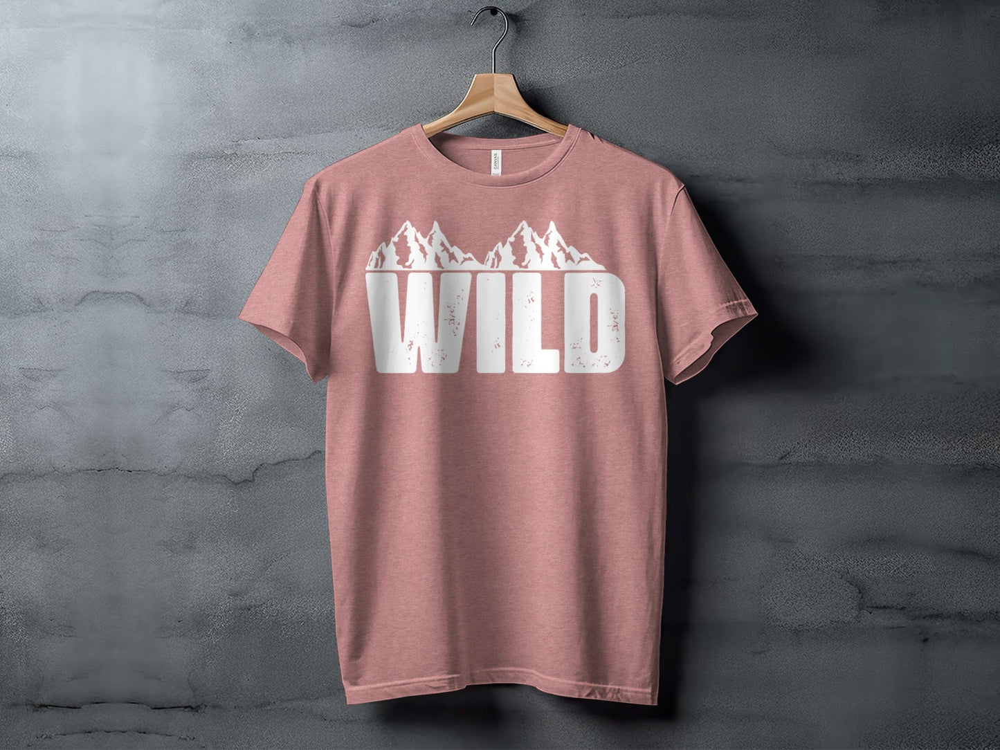 White Wild Text with Mountains Graphic Design T-Shirt