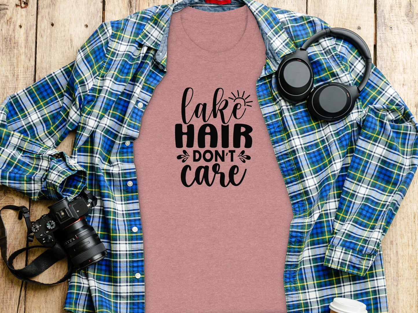 Lake Hair Don't Care Graphic Design Outdoor Summer T-Shirt