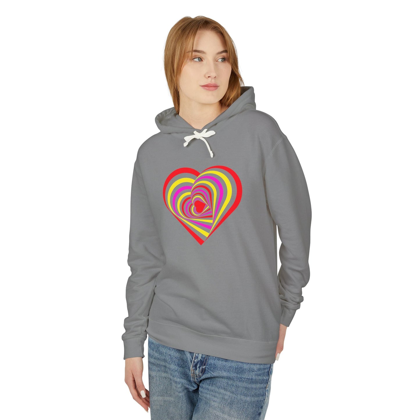 Heart Spiral Unisex Lightweight Hoodie - Valentine's Day Gift