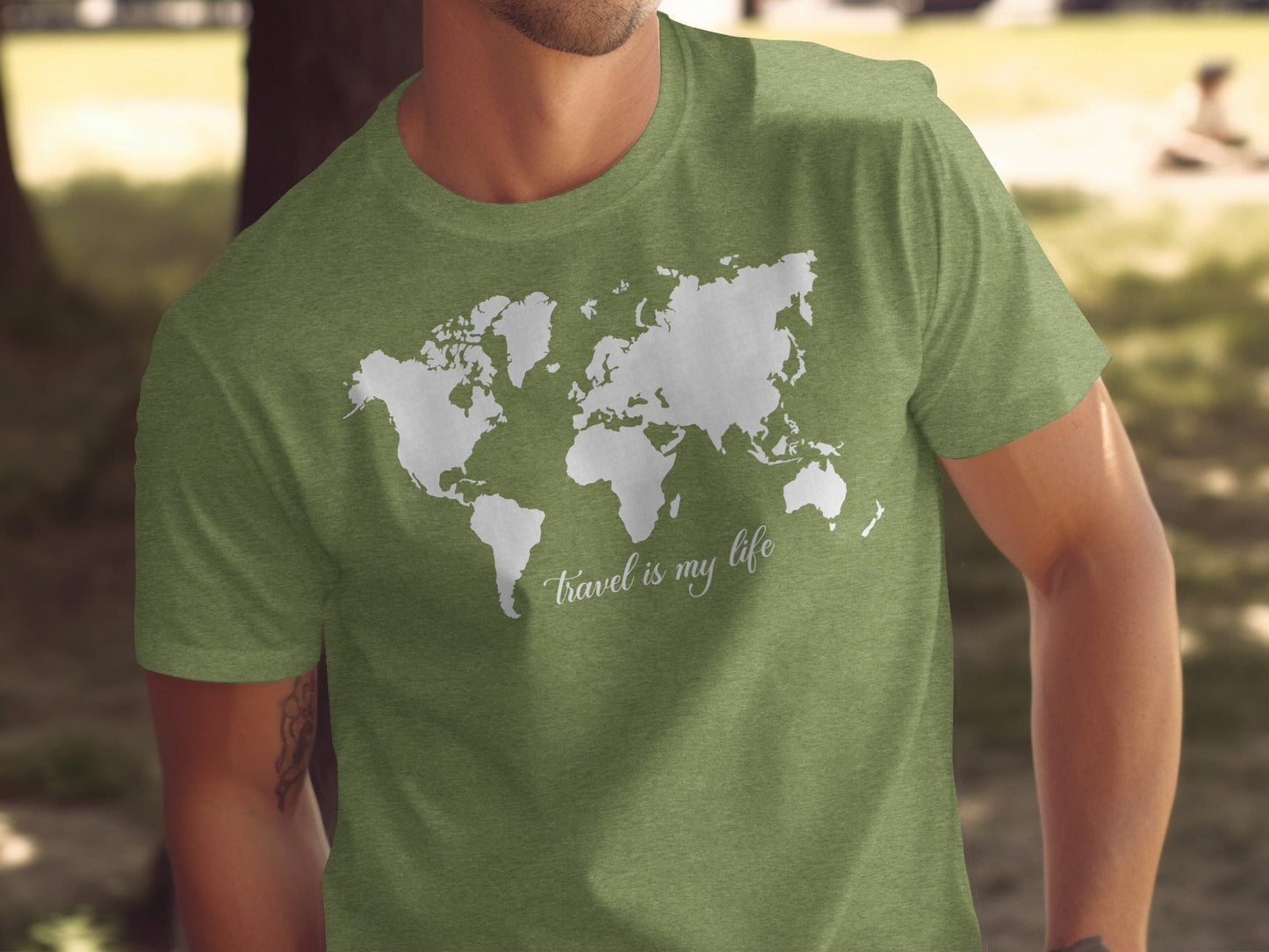 World Map Travel is My Life Graphic Design T-Shirt