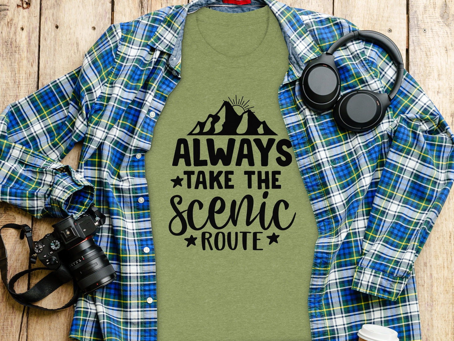 Always Take The Scenic Route With Mountains T-Shirt