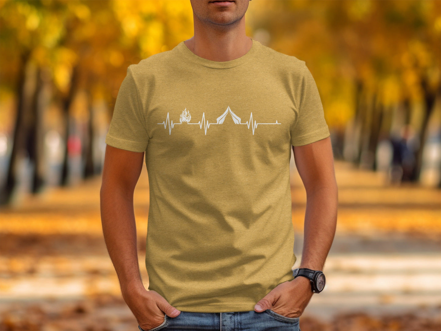 Camping Heartbeat With Tent Plus Fire Summer Camp T-Shirt