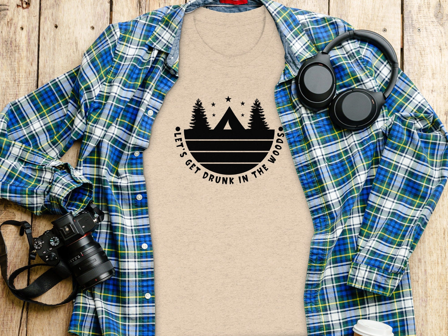 Let's Get Drunk In The Woods Camping Adventure T-Shirt