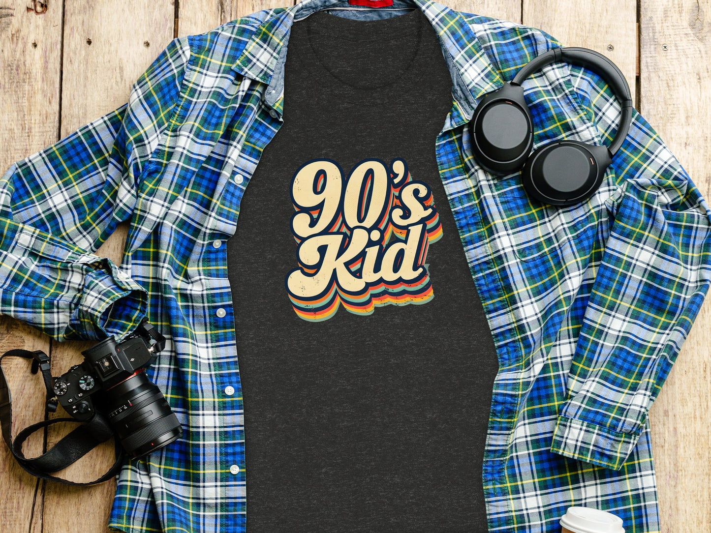 Retro 90s Kid Layered Text Design Trendy Cool Style T-Shirt