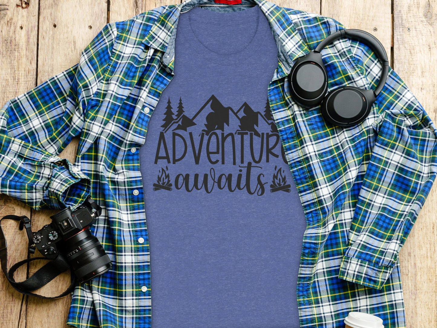 Adventure Awaits with Mountains and Campfires T-Shirt