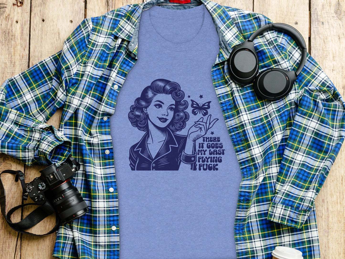 Retro Girl Butterfly Last Flying F Word Phrase T-Shirt