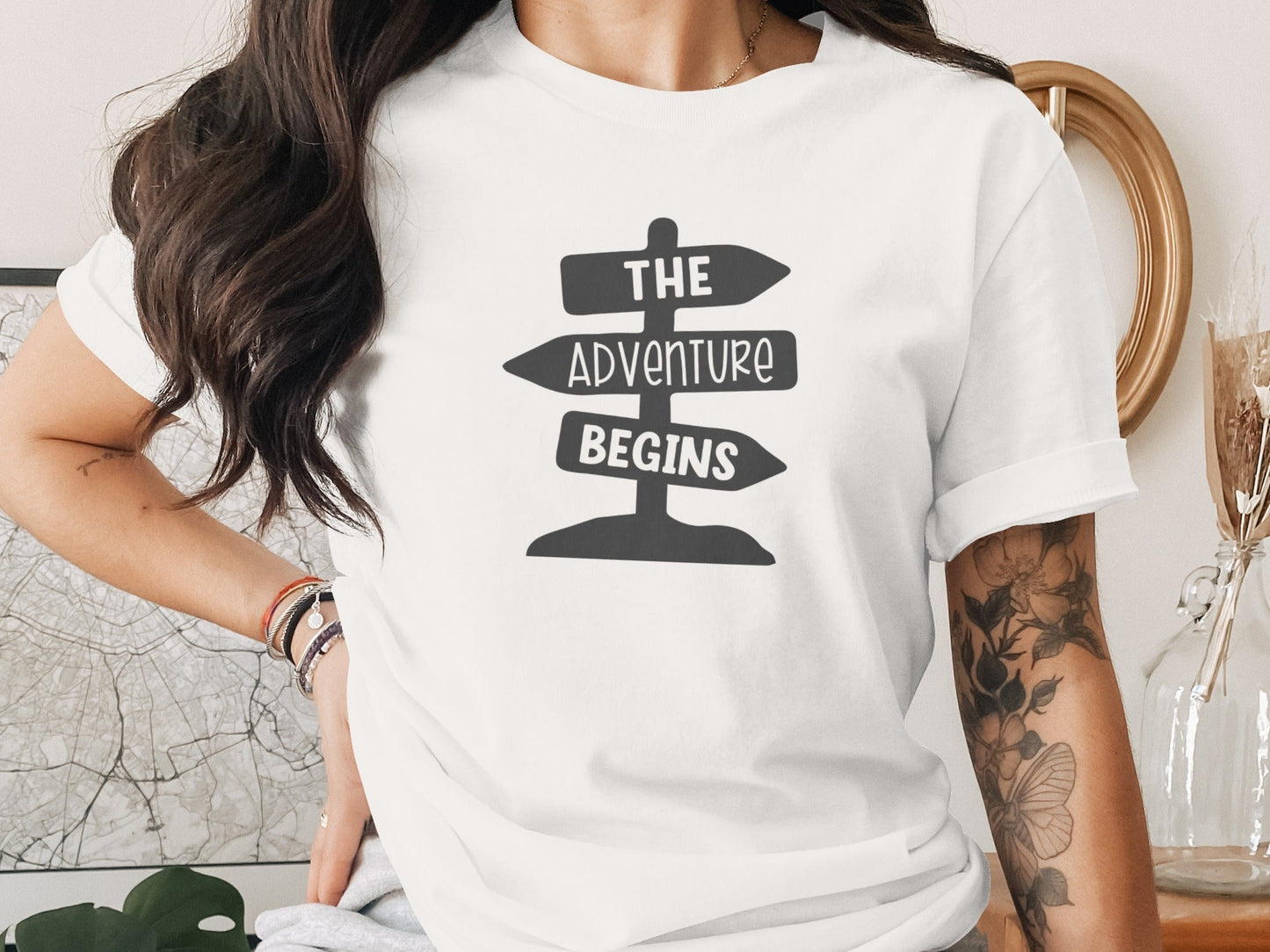 The Adventure Begins Arrow Signpost Graphic T-Shirt
