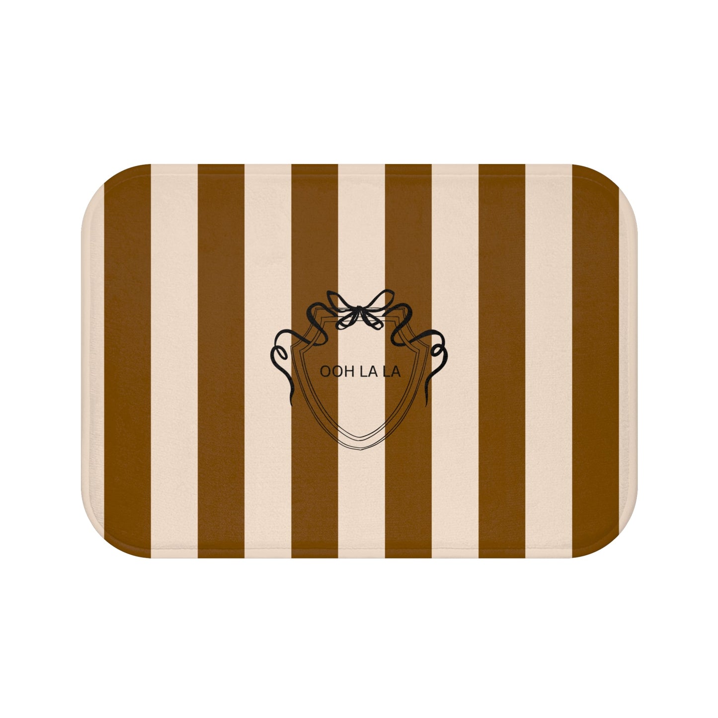 Striped 'Ooh La La' Bath Mat — Brown & Beige Bathroom Rug
