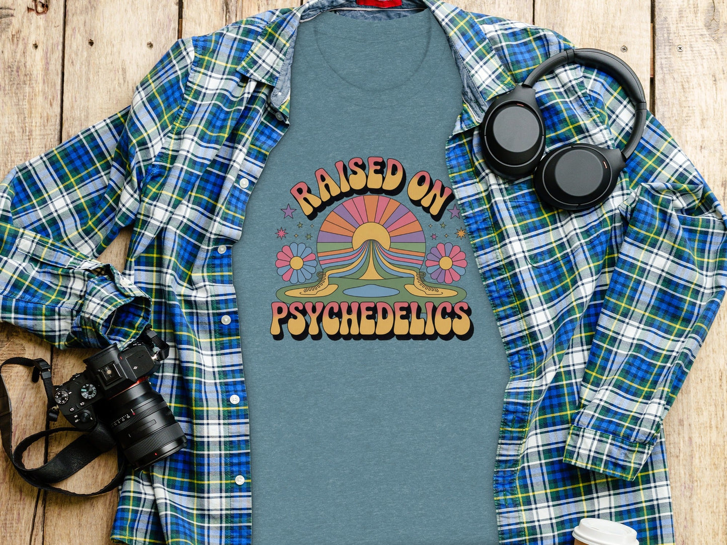 Raised On Psychedelics Retro Groovy Hippie Style T-Shirt