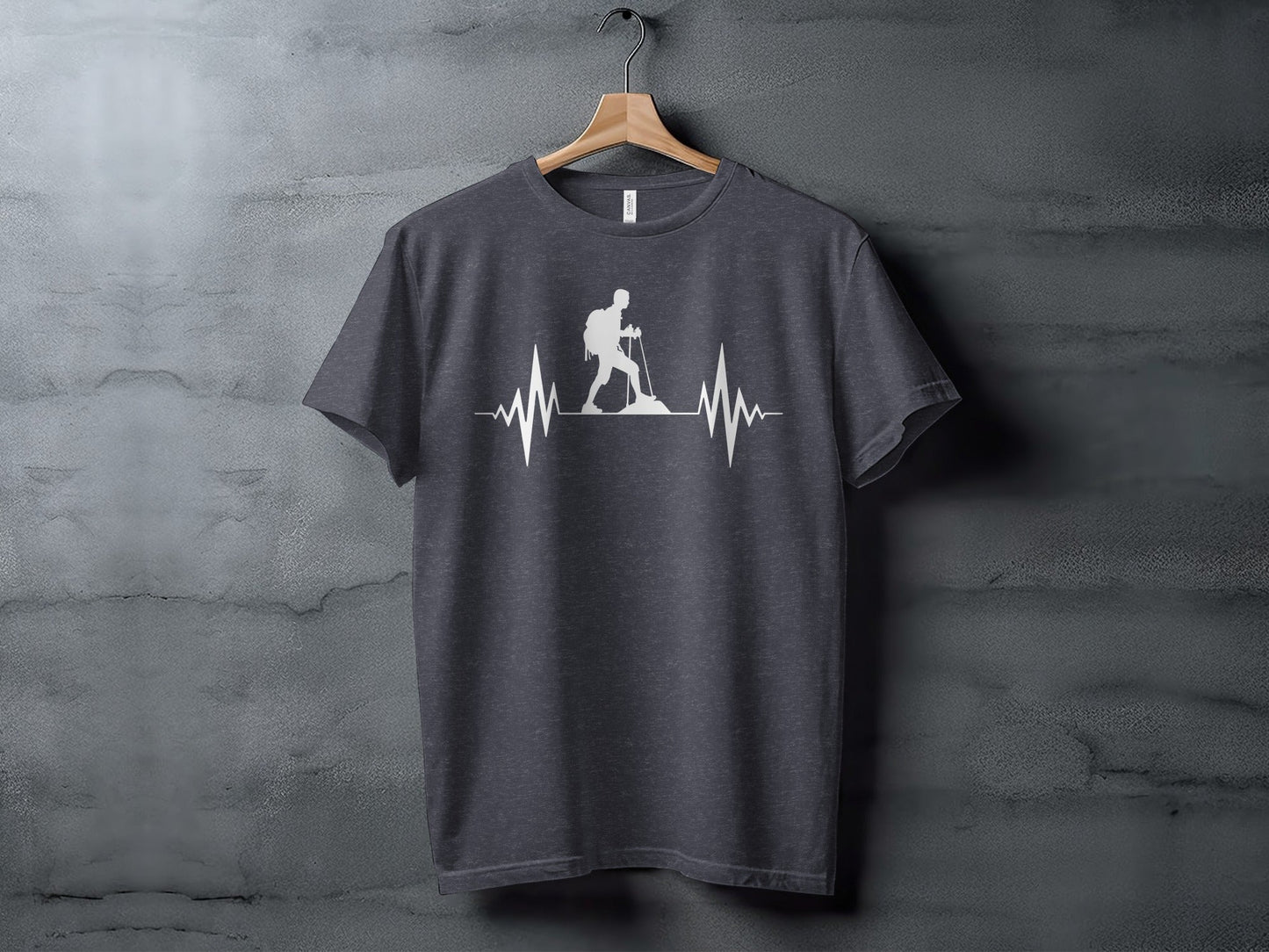 Hiking Heartbeat Outdoors Graphic Design Print T-Shirt