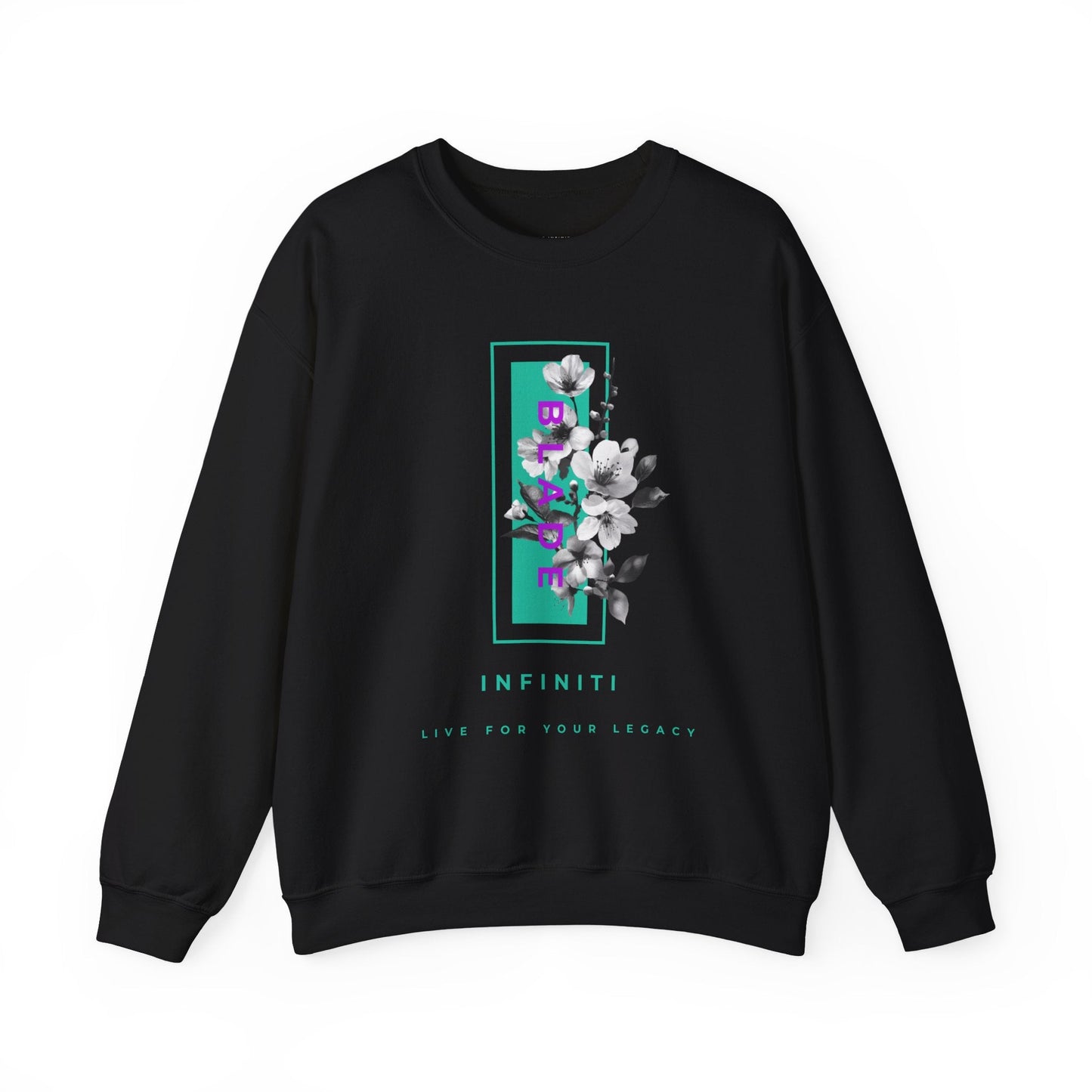 Bloom Bae Teal/Purple Floral Unisex Crewneck Sweater