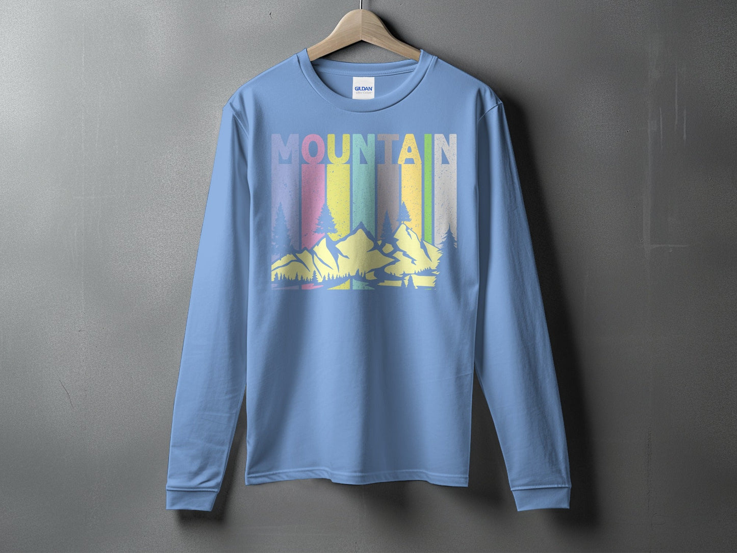 Colorful Mountain Scenery Graphic T-Shirt Long Sleeve T-Shirt