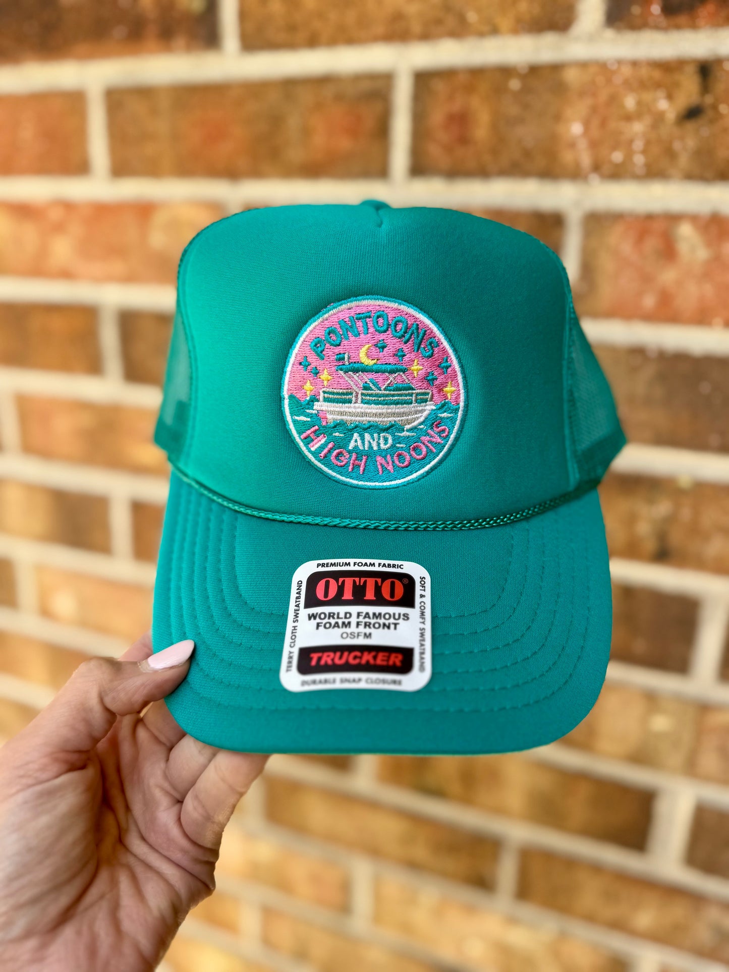 Pontoons and High Noons Trucker Hat – Lake Hair, Don’t Care Vibes – Funny Summer Snapback – Boat Day Essential – Bachelorette Party Hat