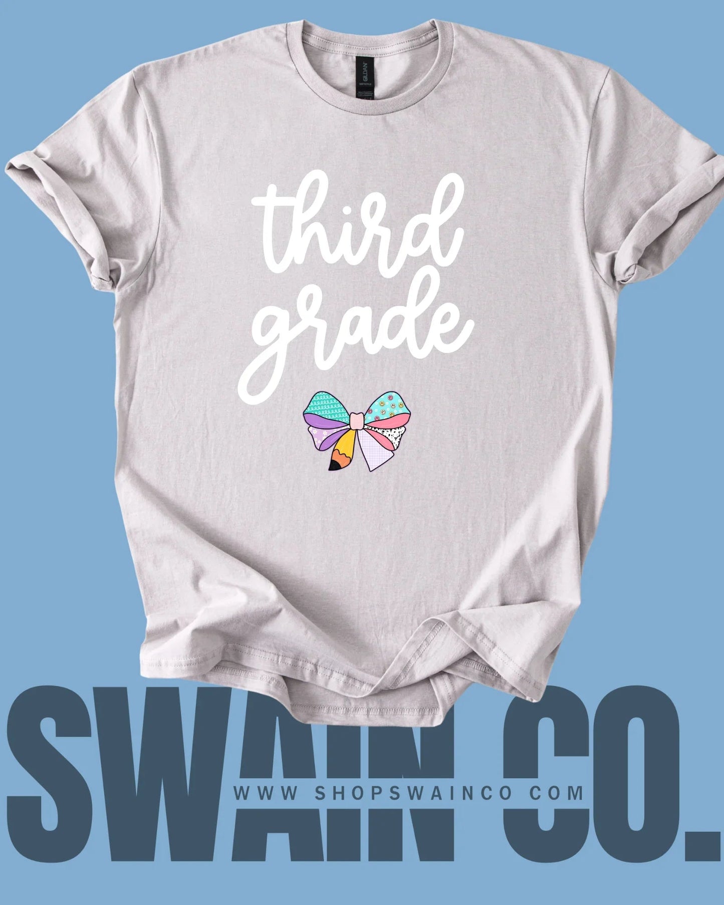 Personalized Pencil Bow T-Shirt – Custom Teacher or Grade Name Tee – Back to School Shirt – Teacher Gift – Student Shirt – Classroom Style
