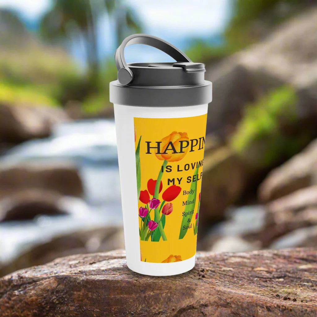White 15oz Stainless Steel Travel Mug