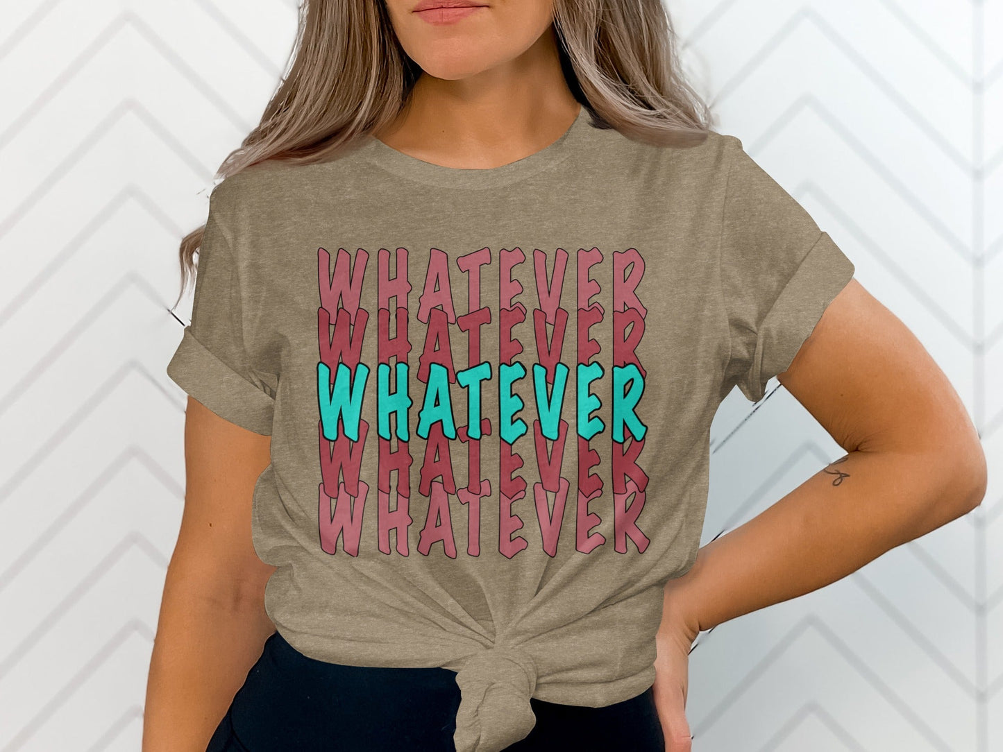 Retro Whatever Text Pattern Aesthetic Cool Attitude T-Shirt