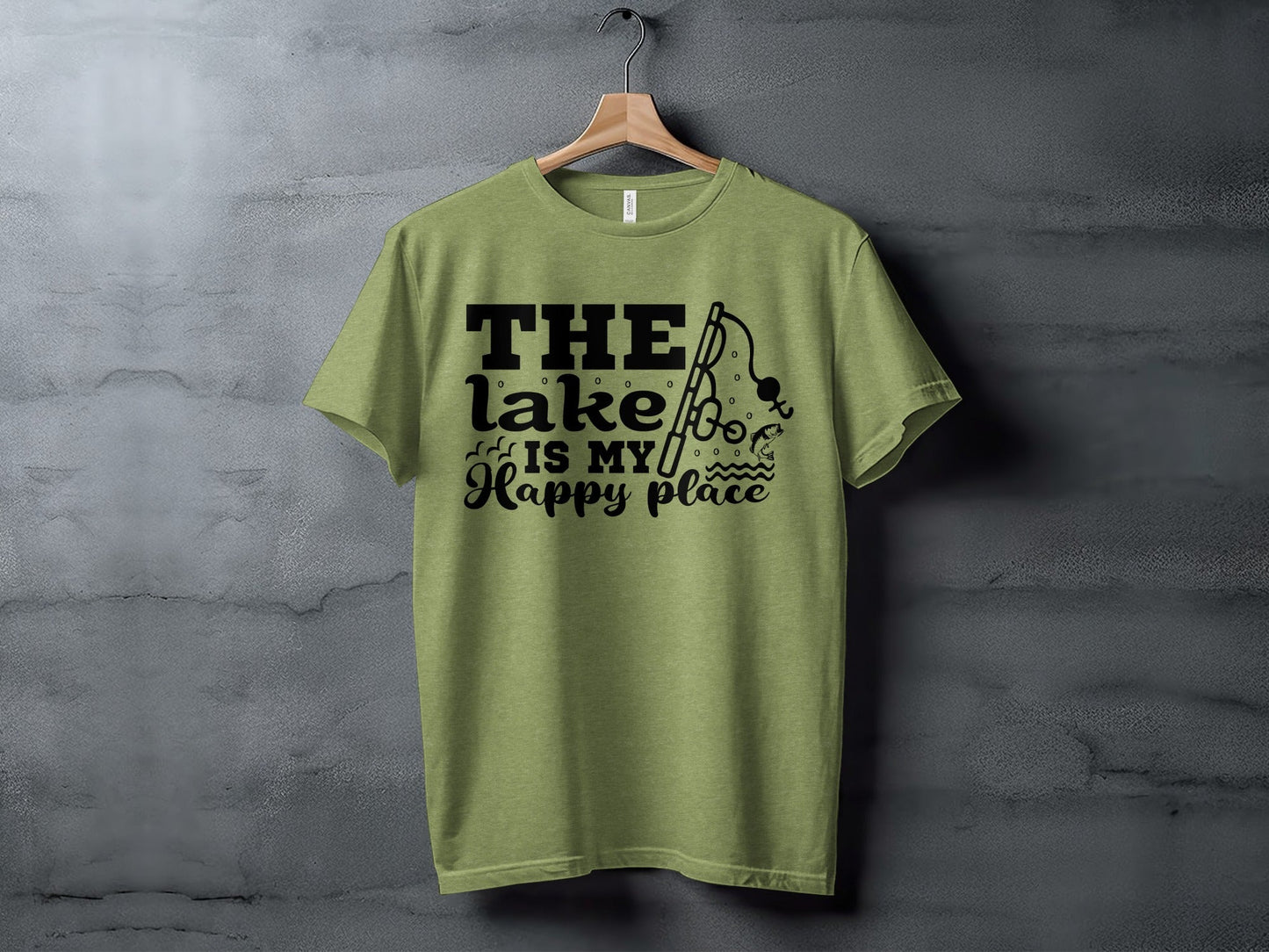 The Lake Is My Happy Place Fishing Illustration T-Shirt