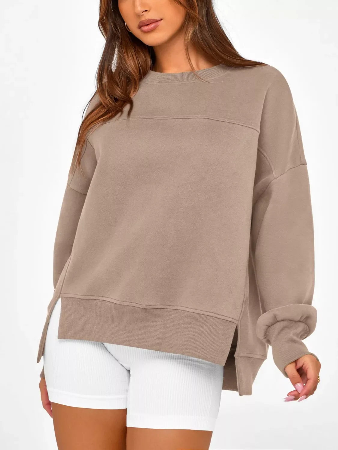 Casual Loose Side Slit Sweatshirt
