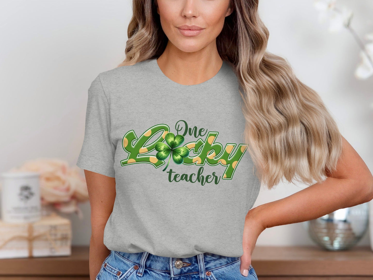 One Lucky Teacher Four Leaf Clover St Patricks Day T-Shirt