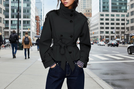 Women’s Lace-Up Waist Trench Coat