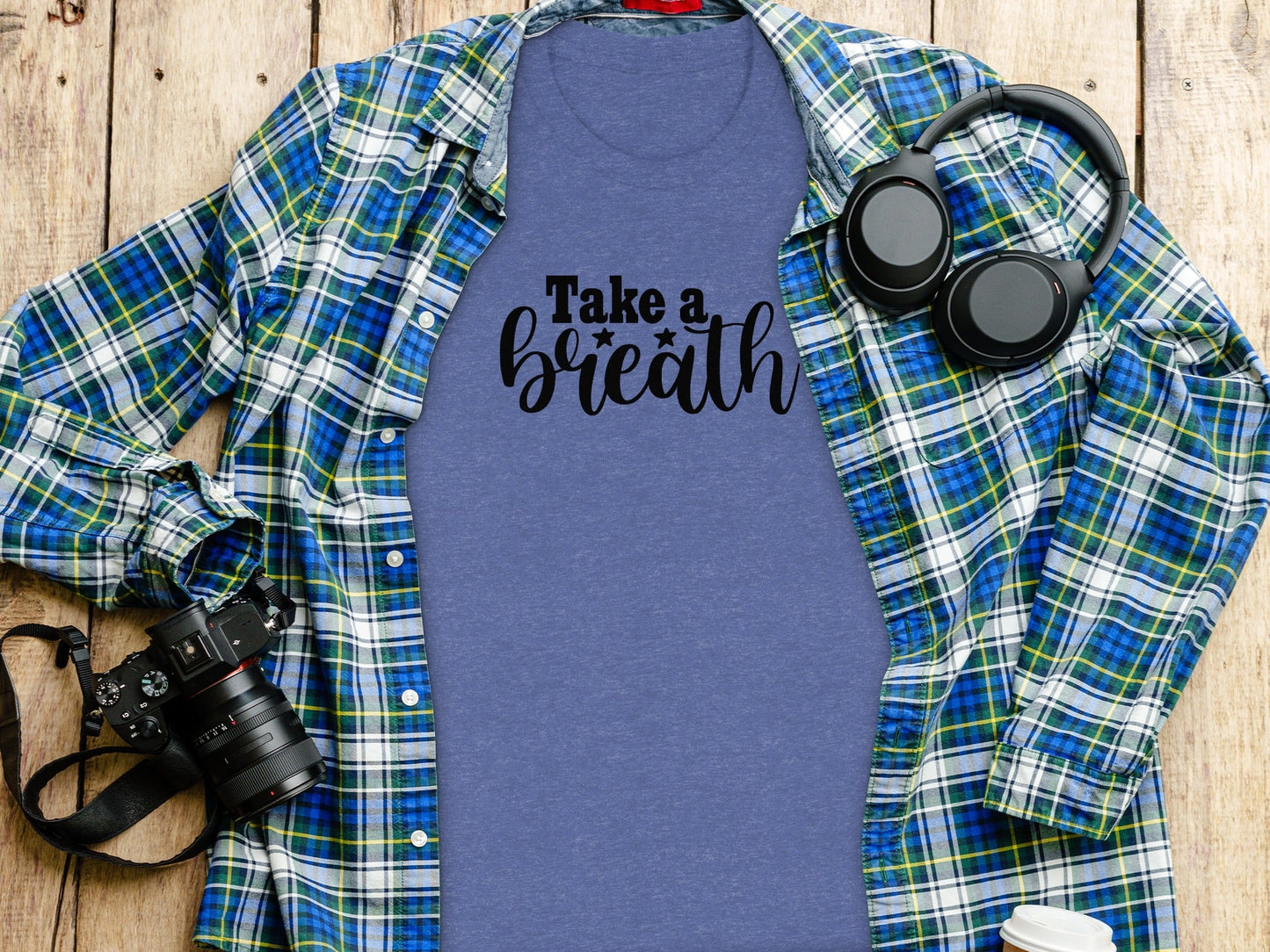 Take a Breath Graphic Two Stars Design Inspiration T-Shirt
