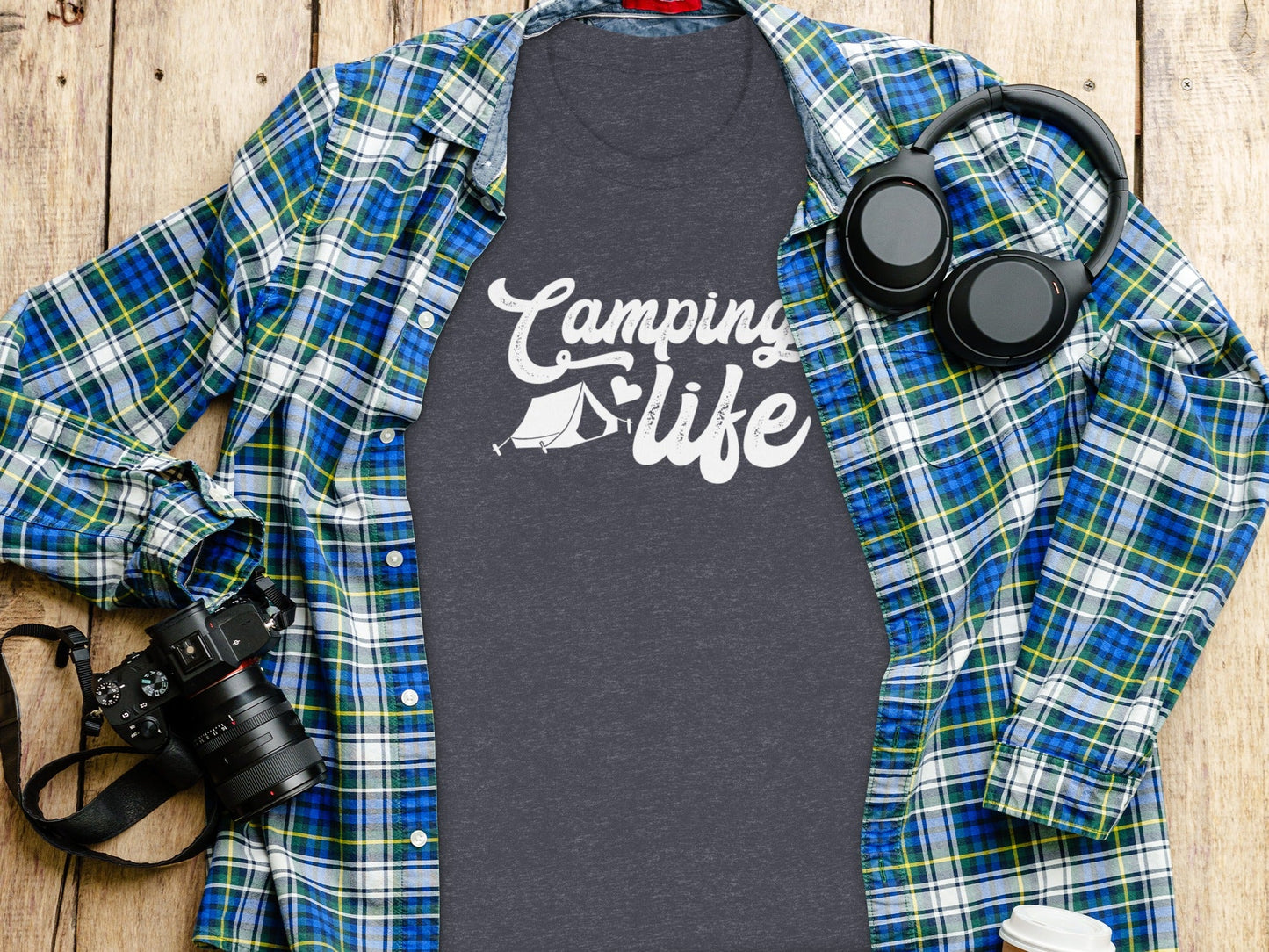 Camping Is Life With Tent And Heart Design T-Shirt