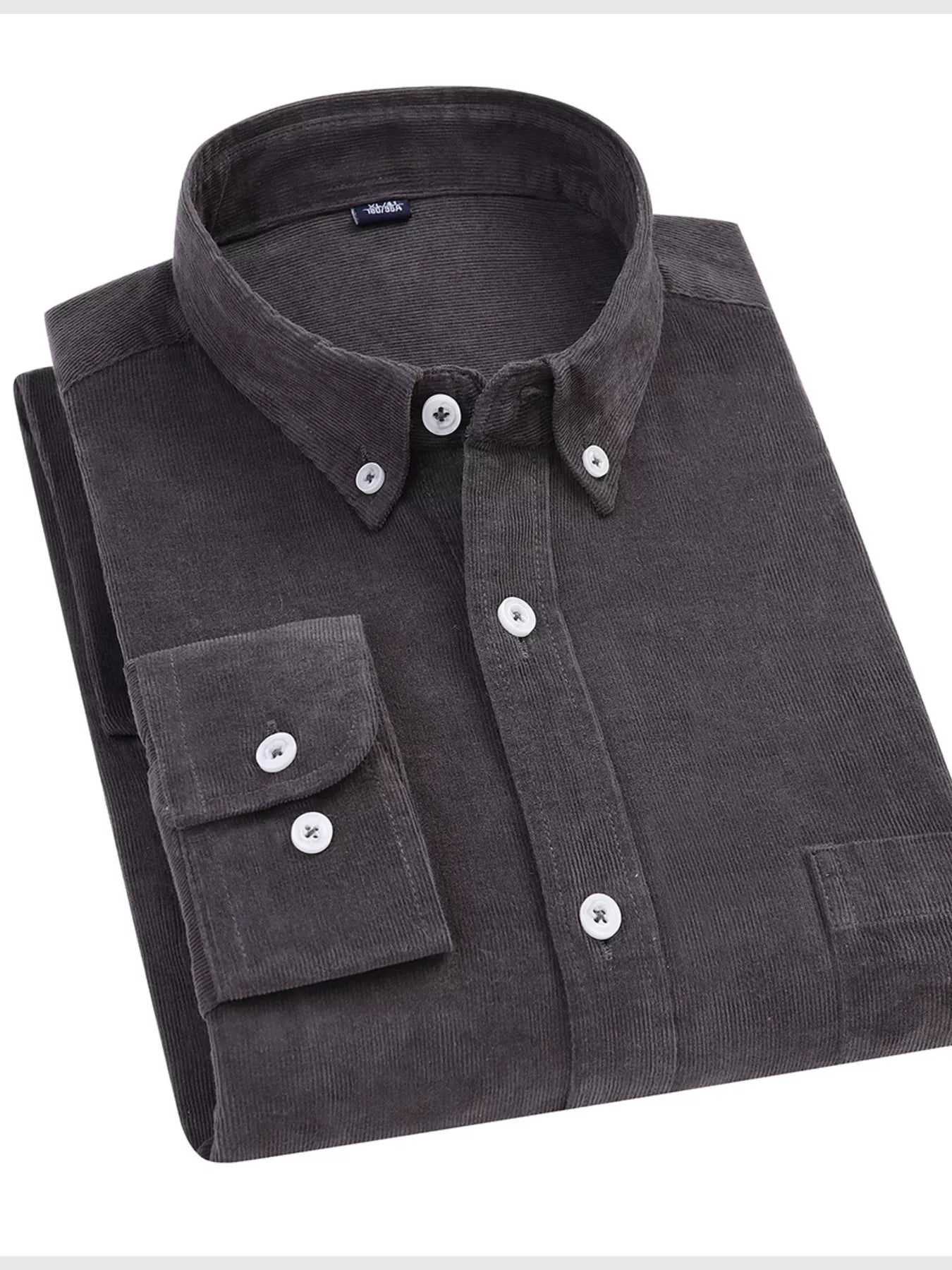 Men's Full Size Corduroy Long Sleeve Button-Down Shirt Plus Size