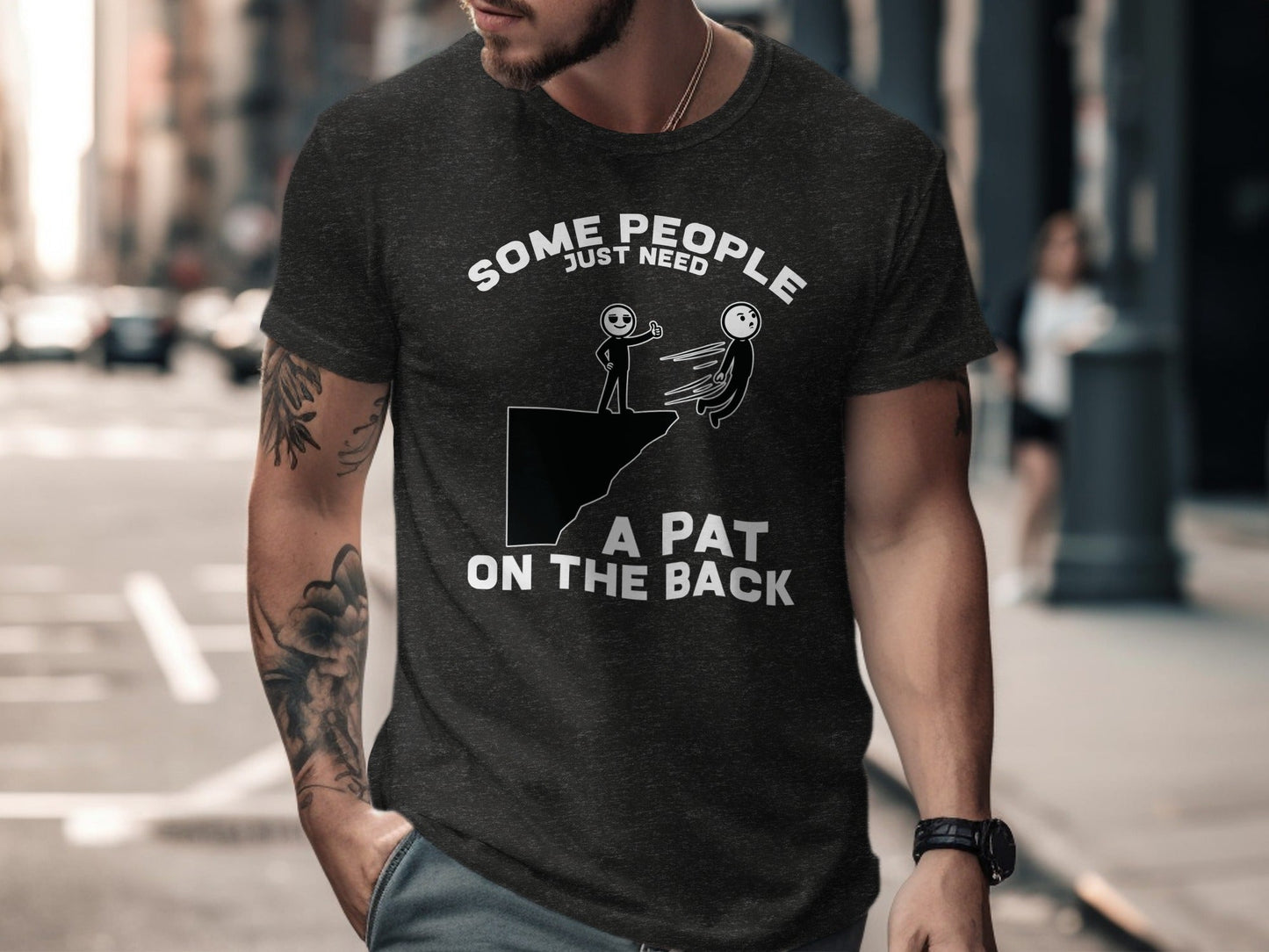 Thumbs Up Before The Fall Funny Stick Figure Art T-Shirt