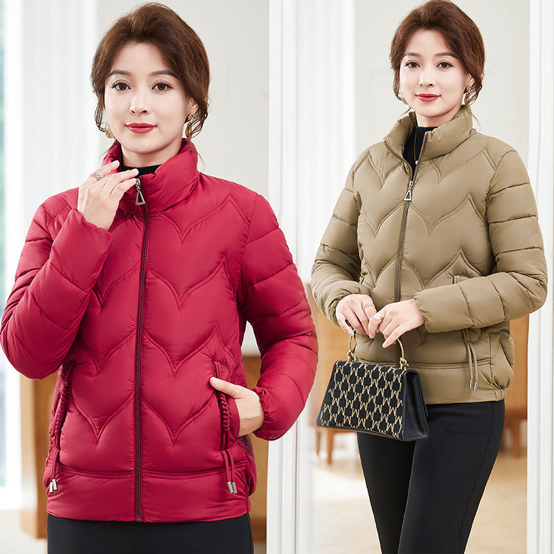 Fashion Stand Collar Pure Color Cotton Clothing Women