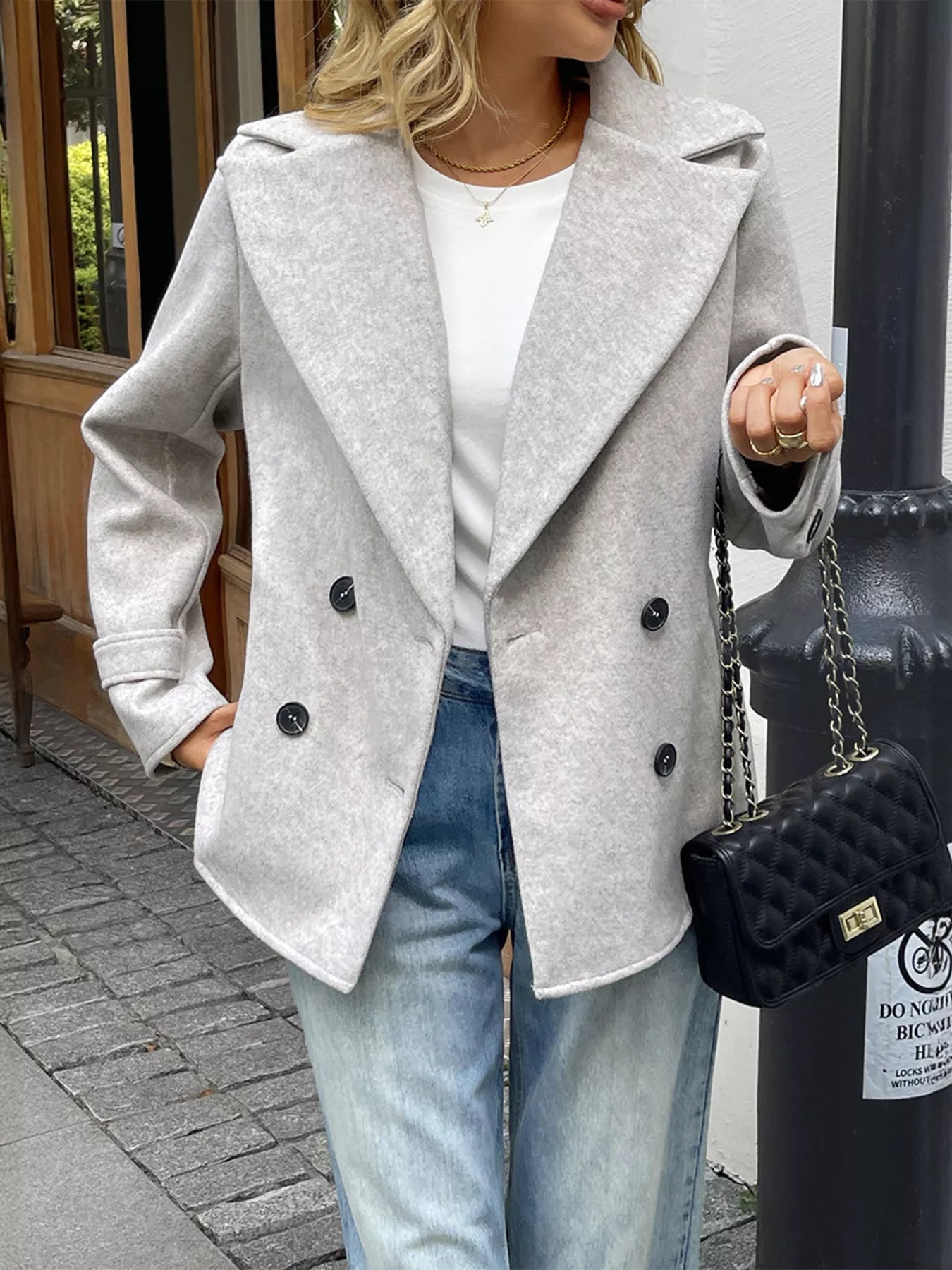 Wool Blend Double-Breasted Jacket