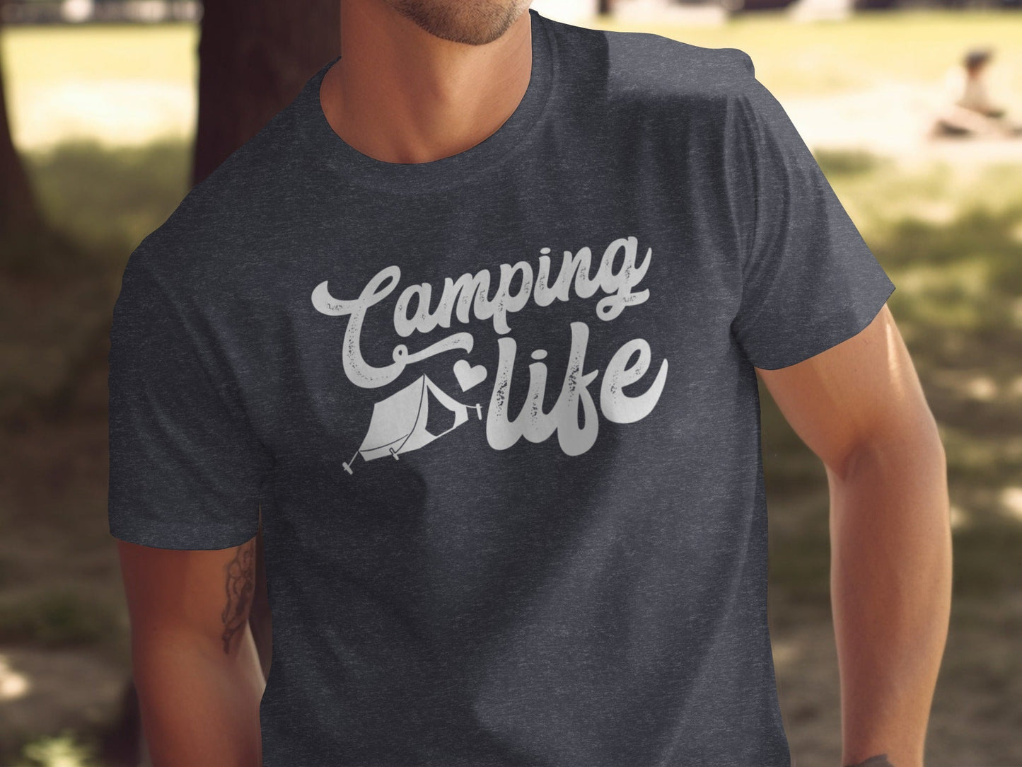 Camping Is Life With Tent And Heart Design T-Shirt