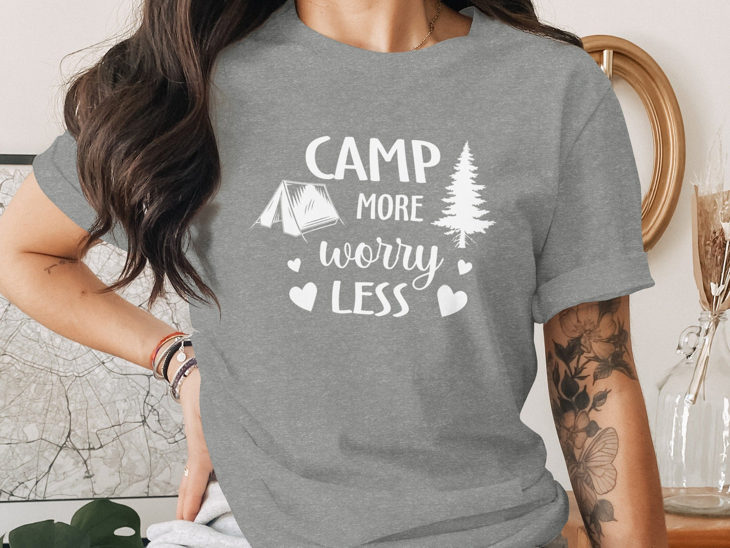 Camp More Worry Less Camping Adventure Graphic T-Shirt