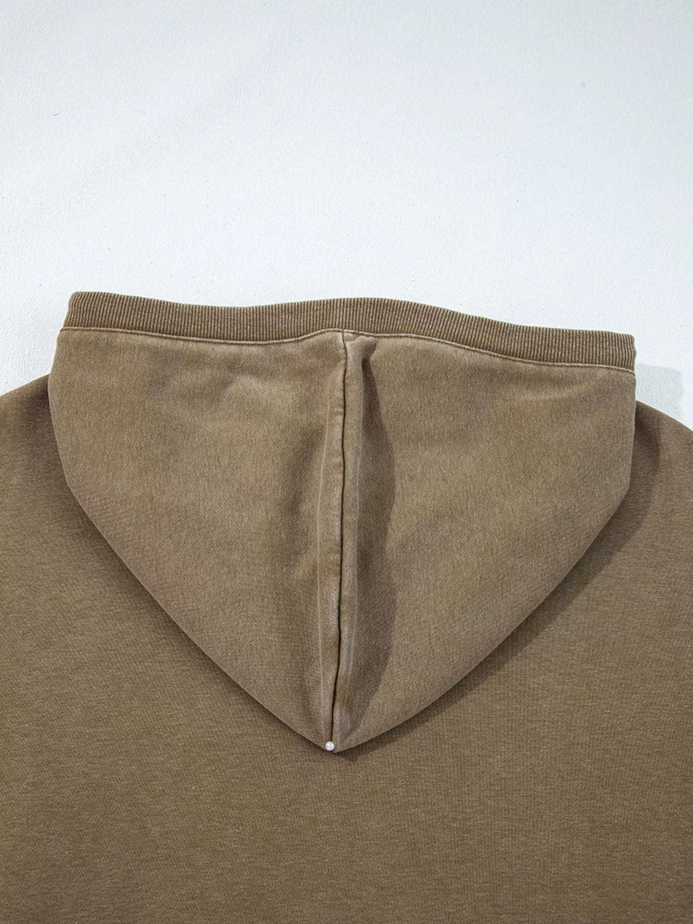 Half Zip Kangaroo Pocket Mineral Wash Baggy Hoodie