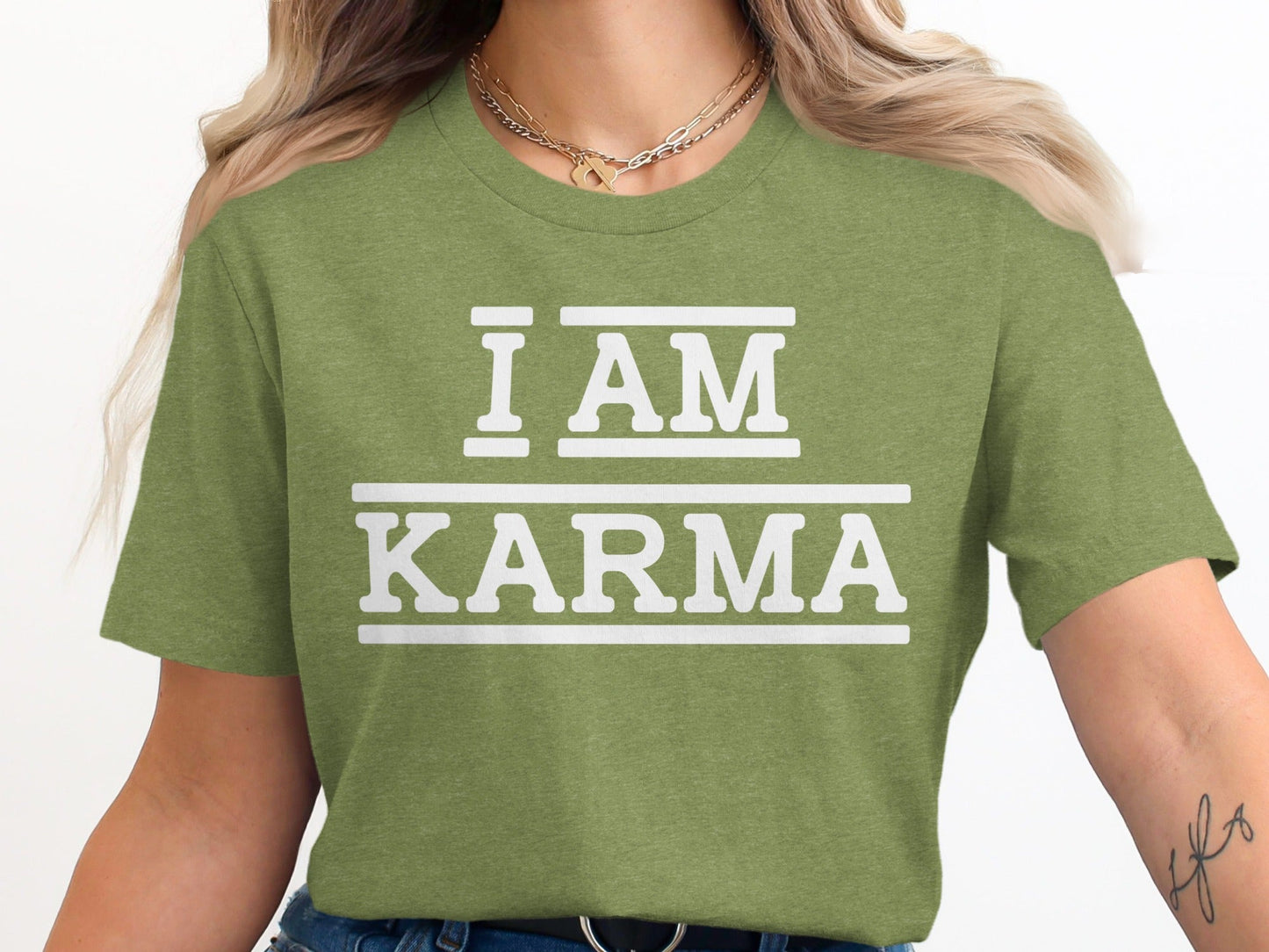 I AM Karma Bold Statement Black and White T-Shirt