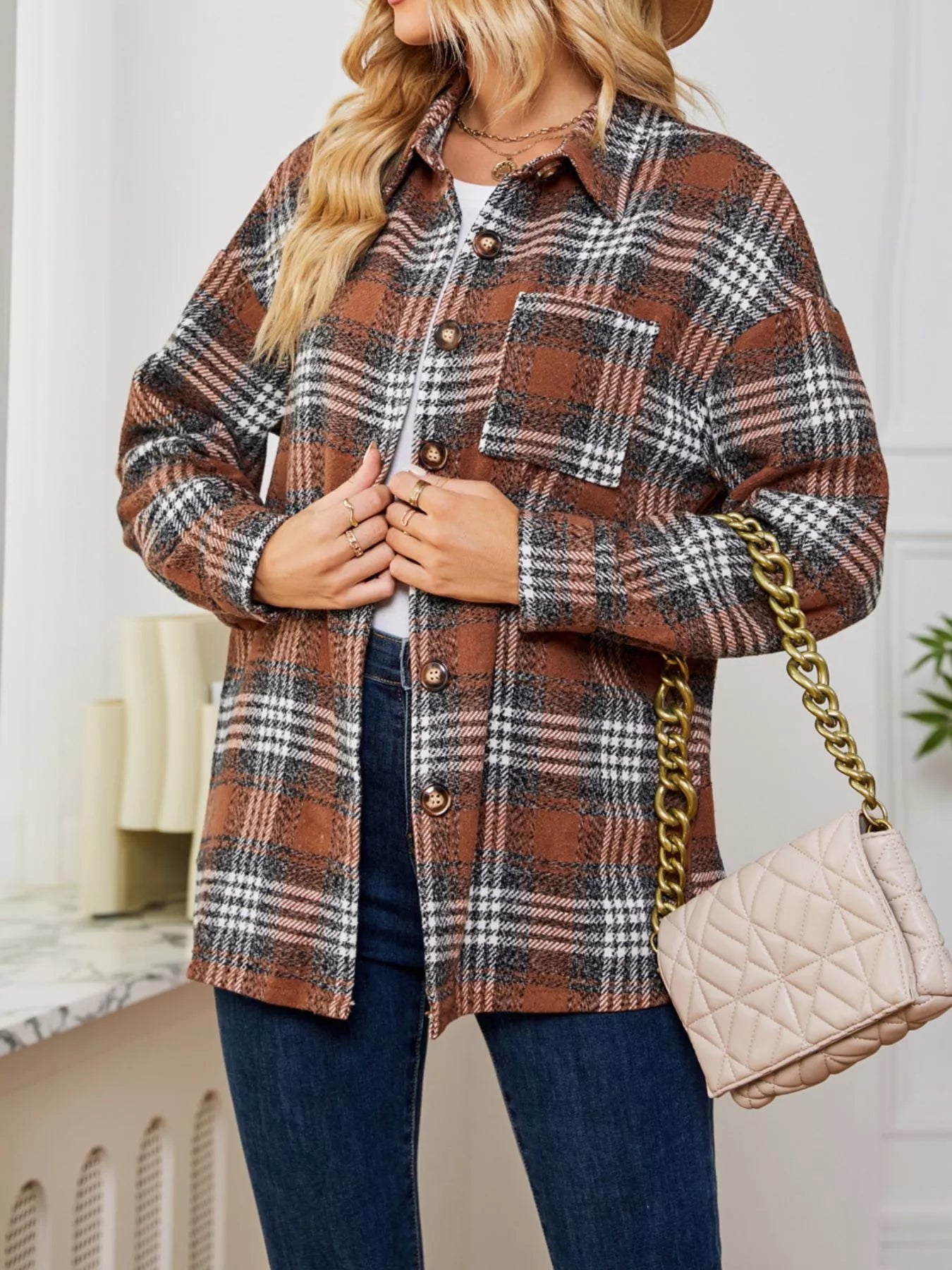 Plaid Button-Up Shirt