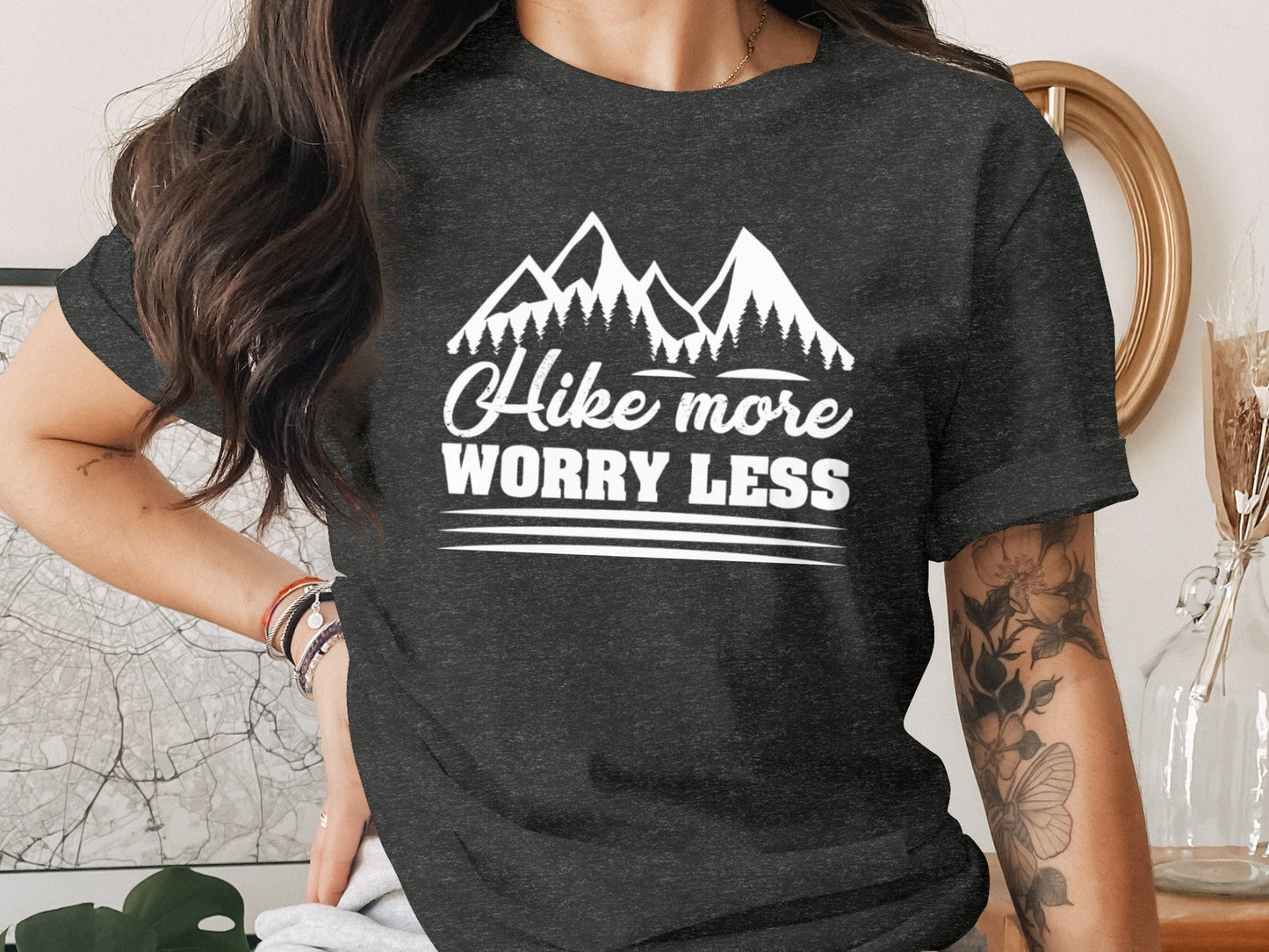 Hike More Worry Less Mountain Graphic Adventure T-Shirt
