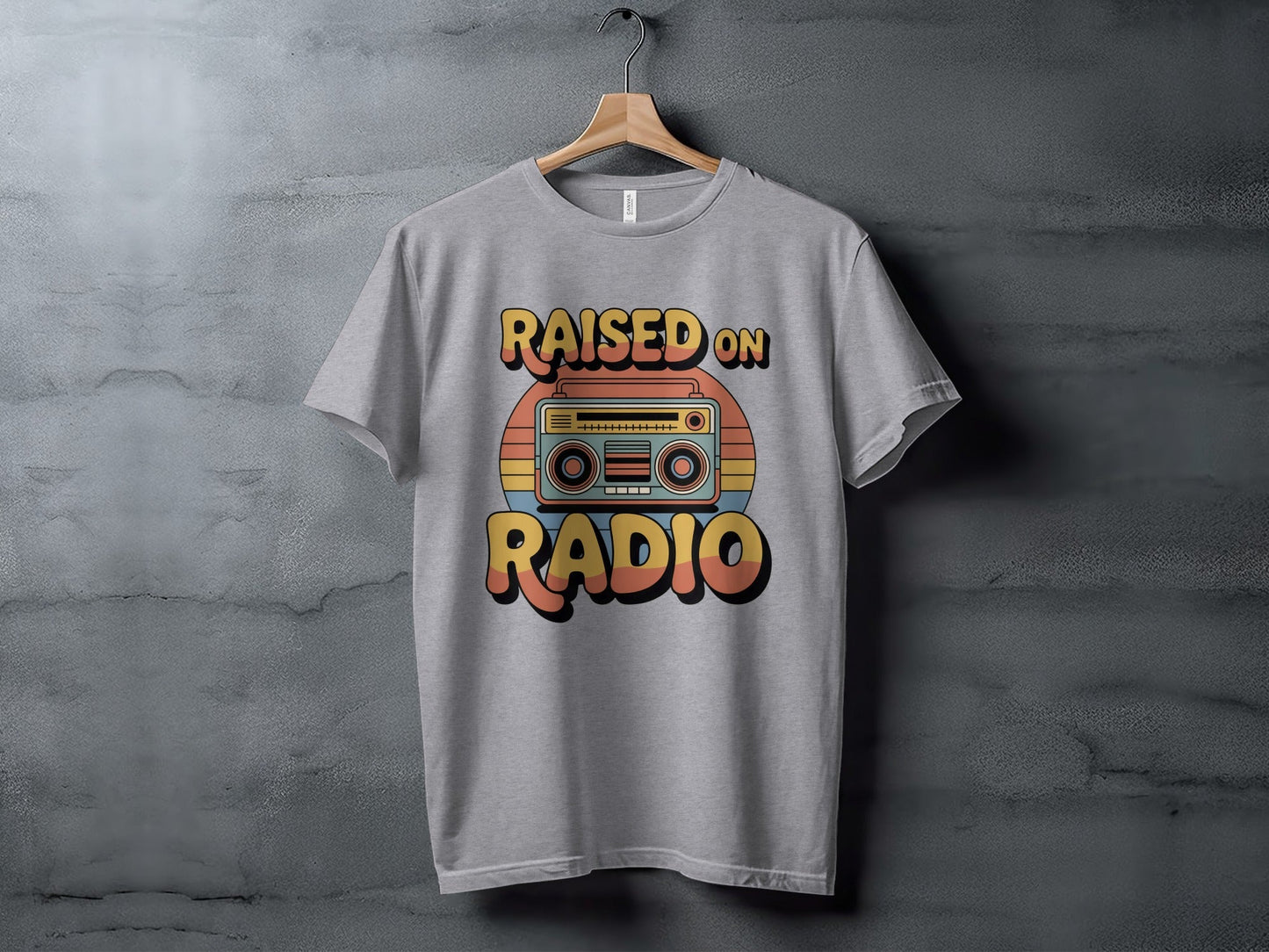 Raised on Radio Retro Boombox Graphic Design T-Shirt