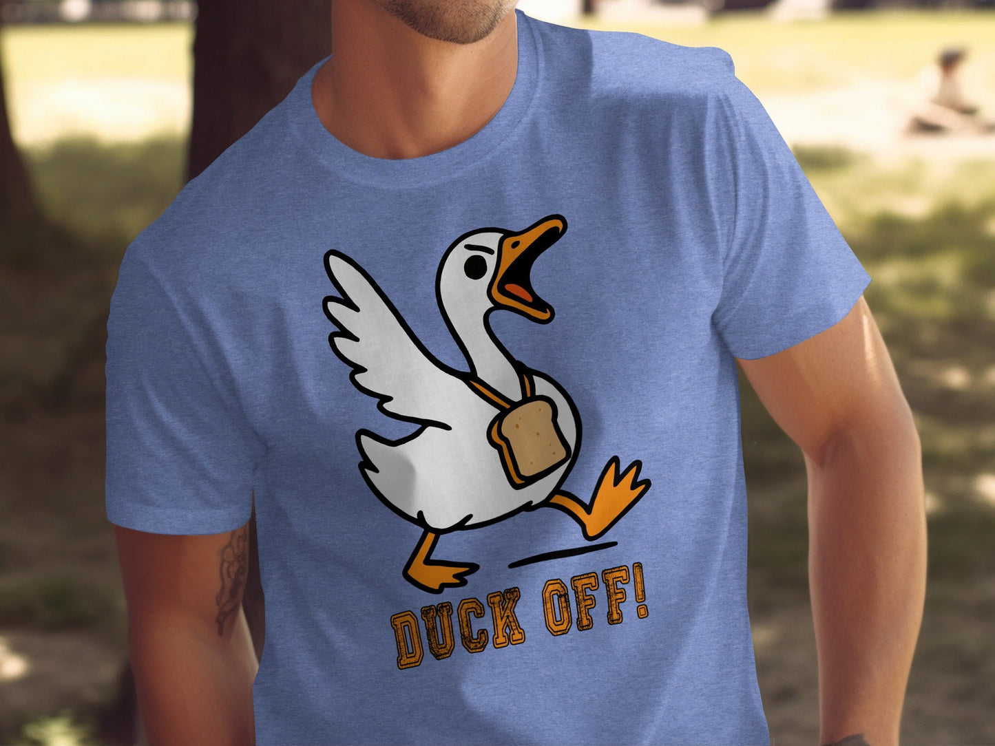Duck Off Funny Angry Goose with Bread Slice T-Shirt