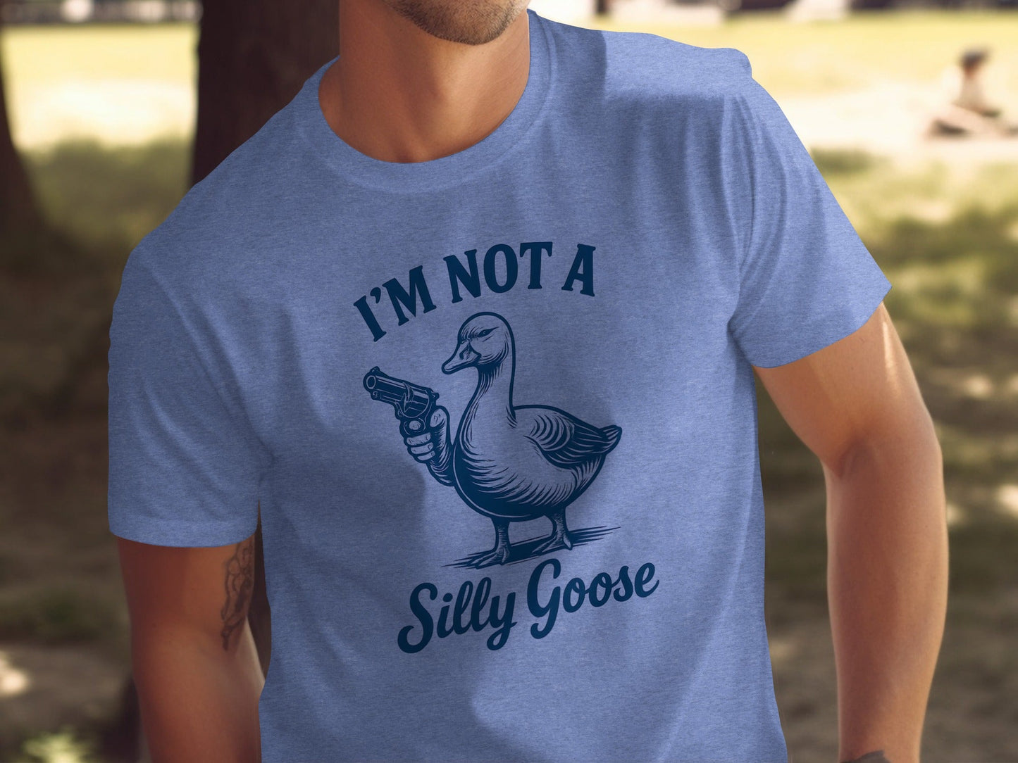 I Am Not A Silly Goose With Gun Funny Goose Design T-Shirt